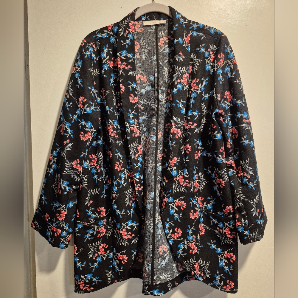 Lush Black Floral Blazer